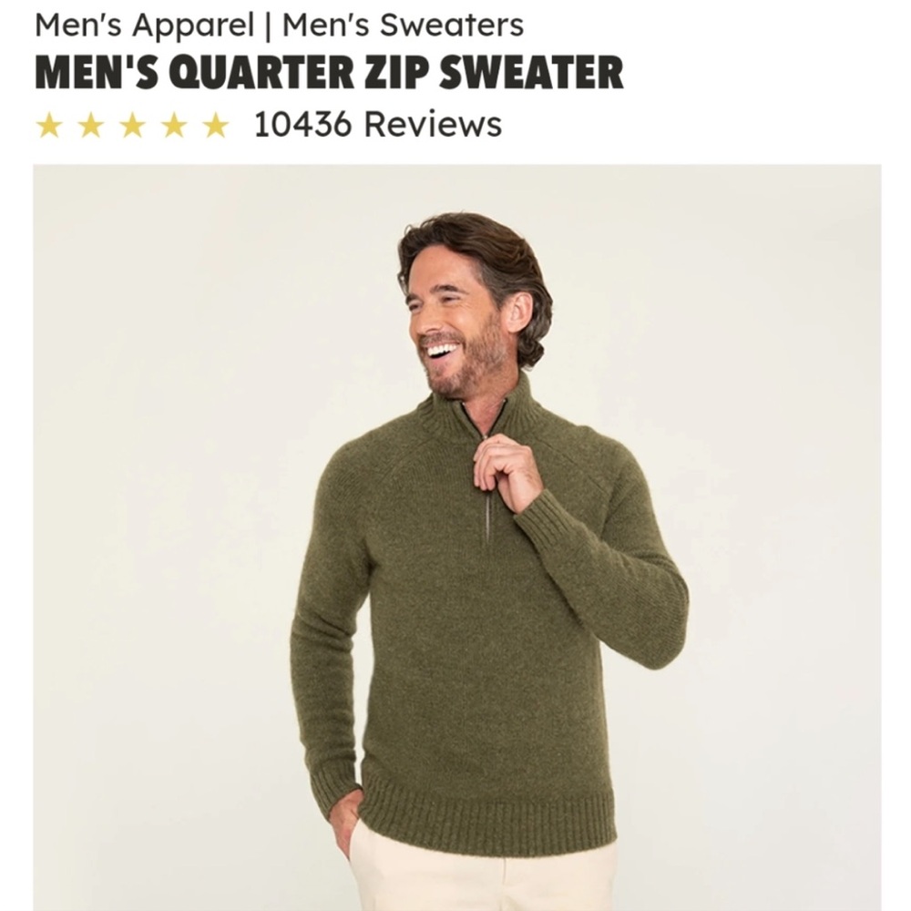 Pacas Men's Quarter Zip Sweater in Olive Melange